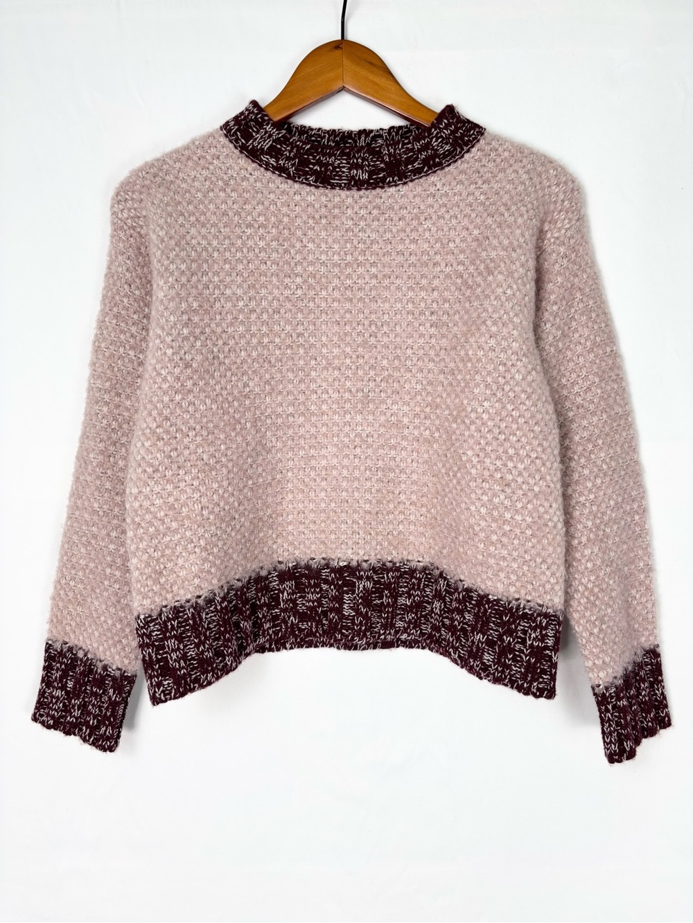 Tela Wool‎ Alpaca Knit Crew Neck Sweater Pink Red Size XS Italy